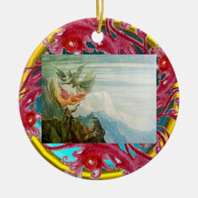 MAGIC BERRIES PHOTO TEMPLATE Red Ruby Ceramic Tree Decoration (Front)