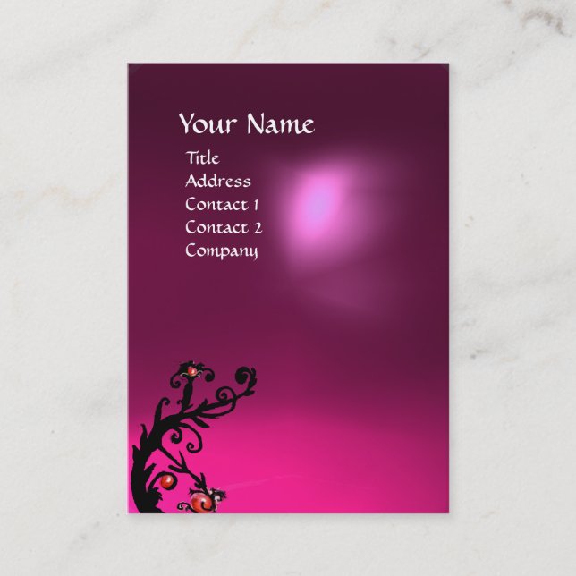 MAGIC BERRIES PINK FUCHSIA AMETHYST GEM MONOGRAM BUSINESS CARD (Front)