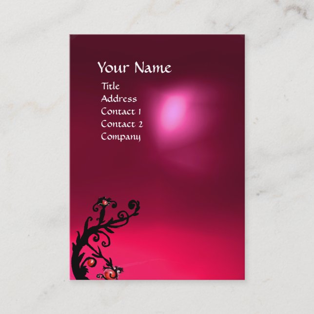 MAGIC BERRIES PINK FUCHSIA RUBY MONOGRAM BUSINESS CARD (Front)