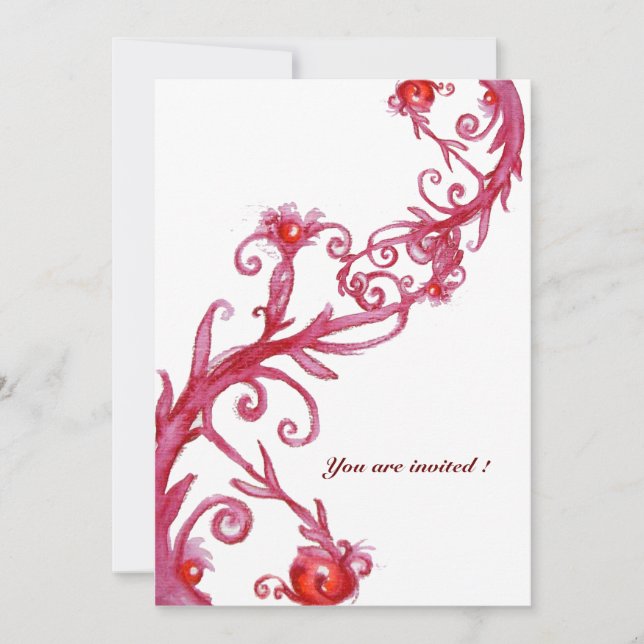 MAGIC BERRIES, red white Invitation (Front)