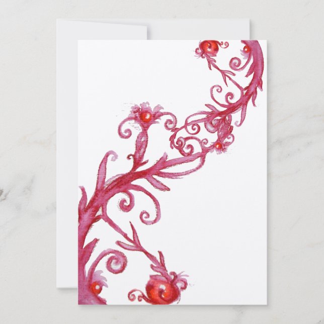 MAGIC BERRIES, red white metallic  gold Invitation (Front)