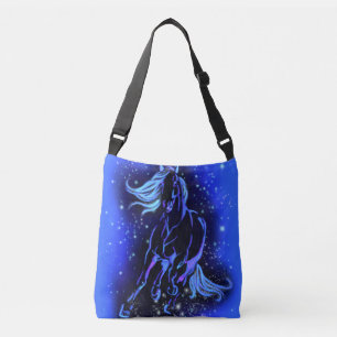 Magic Blue Horse Running At Moonlight Starry Night Crossbody Bag