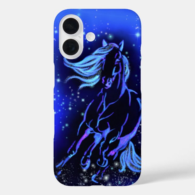Magic Blue Horse Running In Moonlight Starry Night Case-Mate iPhone Case (Back)