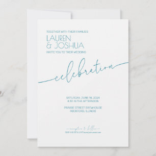 Magic Blue • Modern Minimalist Script Wedding Invitation