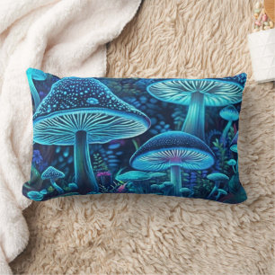 Magic Blue Mushrooms Lumbar Cushion