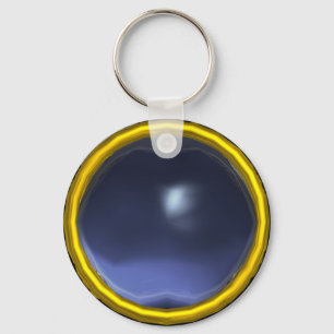 MAGIC BLUE TOPAZ GEM STONE KEY RING