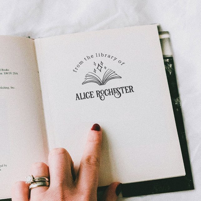 Magic Book Personal Library Custom Name Book Self-inking Stamp (Stamp Mock-up)