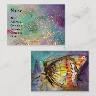 MAGIC BUTTERFLY Blue Green Yellow Gold Sparkles Business Card