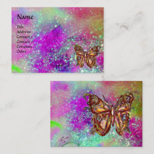 MAGIC BUTTERFLY IN GOLD,BLUE PURPLE TEAL SPARKLES BUSINESS CARD