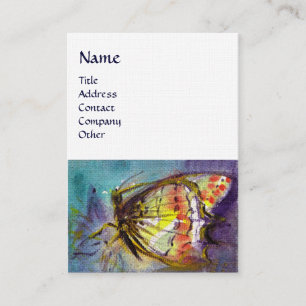 MAGIC BUTTERFLY ,Yellow, White ,Linen Paper Business Card