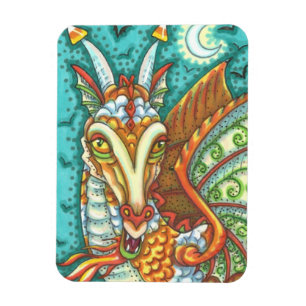 MAGIC CANDY CORN DRAGON, HALLOWEEN FANTASY BEAST MAGNET