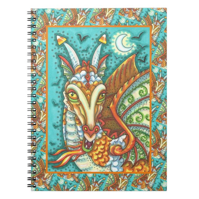 MAGIC CANDY CORN DRAGON, HALLOWEEN FANTASY BEAST NOTEBOOK (Front)