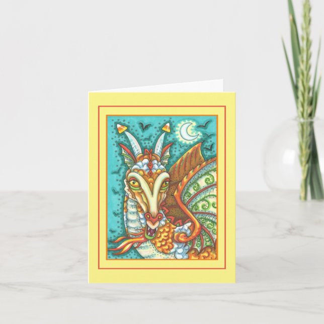 MAGIC CANDY CORN DRAGON, HALLOWEEN FANTASY Blank Card (Front)