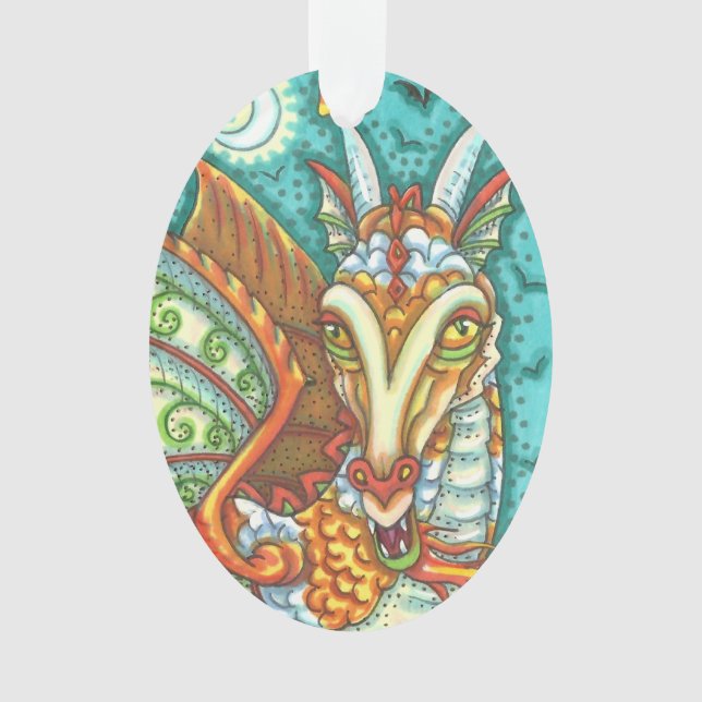 MAGIC CANDY CORN DRAGON, HALLOWEEN FANTASY ORNAMENT (Front)