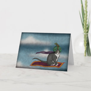 Magic Carpet Cat, greeting card