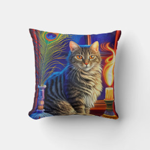 Magic Cat and Swing Ghost Halloween Cushion