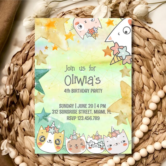 Magic caticorn birthday Invitation Card (Creator Uploaded)