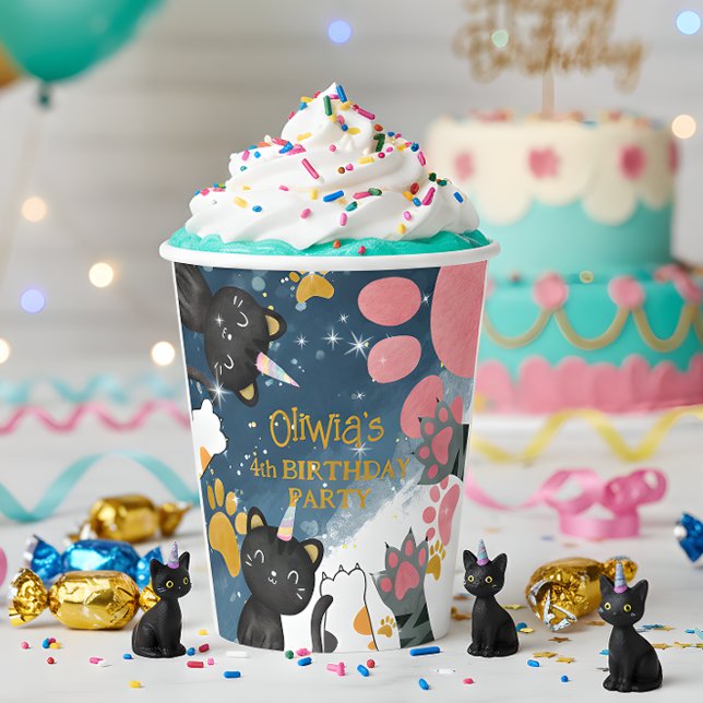 Magic caticorn birthday paper cup (Creator Uploaded)