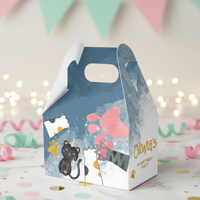 Magic caticorn birthday Paper Favor Box (Creator Uploaded)