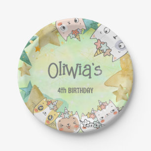 Magic caticorn birthday Paper Plate