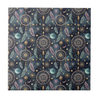 Magic Celestial Dreamcatcher Starry Night Pattern Tile