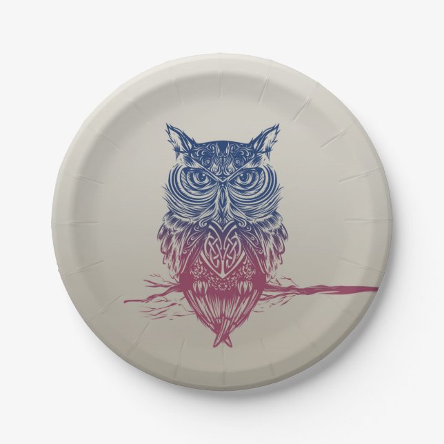 Magic Celtic owl Paper Plate (Front)