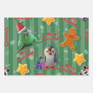 Magic Christmas: 3D Animal Friends Wrapping Paper Sheet