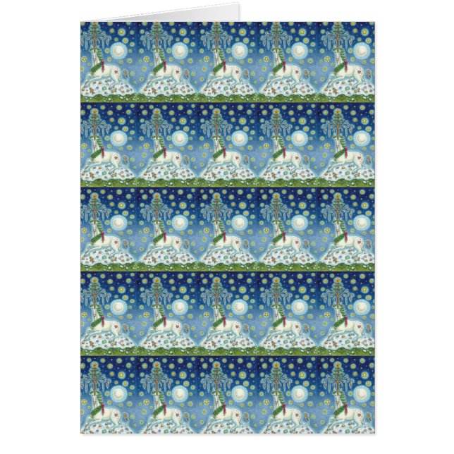 MAGIC CHRISTMAS UNICORN HOLIDAY GREETING CARD B (Front)