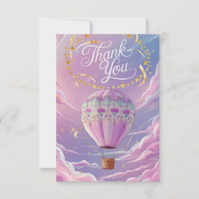 Magic Clouds Hot Air Balloon  Thank You Card (Front)