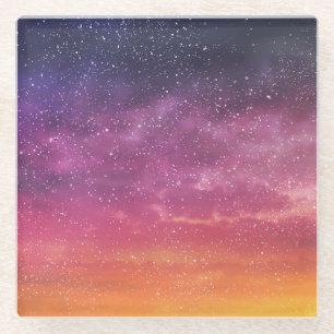 Magic Colour: Enchanting Sky Background. Glass Coaster