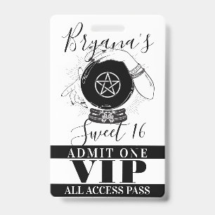 Magic Crystal Ball Fortune Teller Party VIP Pass ID Badge