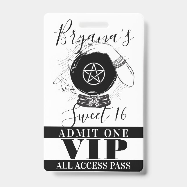 Magic Crystal Ball Fortune Teller Party VIP Pass ID Badge (Front)