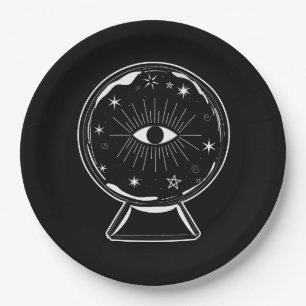 Magic Crystal Ball Scry Seeing Eye Tells All Paper Plate