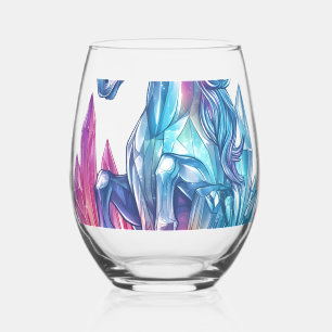 Magic Crystal Cave Unicorn (1) Stemless Wine Glass