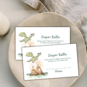 Magic Dragon Mountain Diaper Raffle Baby Shower Enclosure Card