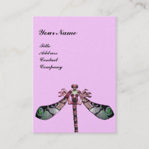 MAGIC DRAGONFLY ,green ,black pink gold metallic Business Card
