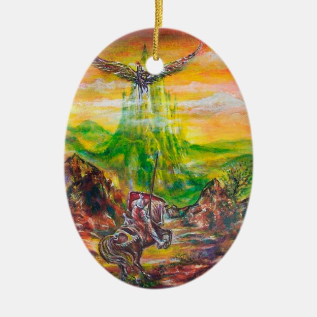 MAGIC DUEL BETWEEN BRADAMANT AND NEGROMANCER CERAMIC TREE DECORATION (Front)