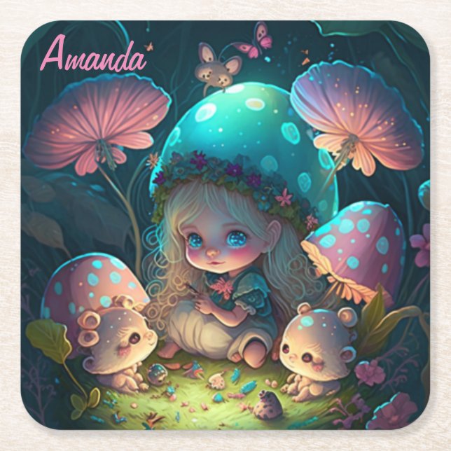 Magic elf moments           square paper coaster (Front)