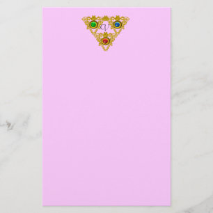 MAGIC ELFIC TALISMAN /GOLD TRIANGLE  Pink Stationery