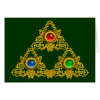 MAGIC ELFIC TALISMAN /GOLD TRIANGLE WITH GEMSTONES