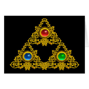 MAGIC ELFIC TALISMAN /GOLD TRIANGLE WITH GEMSTONES
