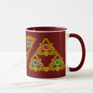 MAGIC ELFIC TALISMAN /GOLD TRIANGLE WITH GEMSTONES MUG