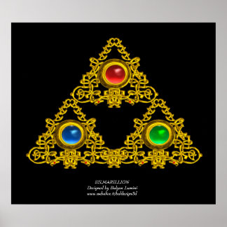 MAGIC ELFIC TALISMAN /GOLD TRIANGLE WITH GEMSTONES POSTER