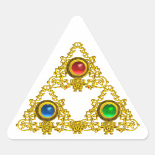 MAGIC ELFIC TALISMAN /GOLD TRIANGLE WITH GEMSTONES STICKER