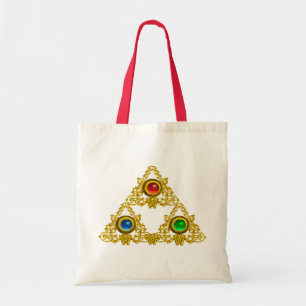 MAGIC ELFIC TALISMAN /GOLD TRIANGLE WITH GEMSTONES TOTE BAG