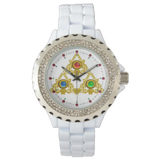 MAGIC ELFIC TALISMAN /GOLD TRIANGLE WITH GEMSTONES WATCH