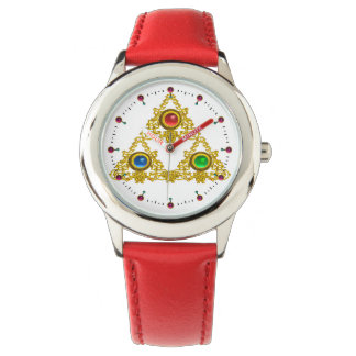 MAGIC ELFIC TALISMAN /GOLD TRIANGLE WITH GEMSTONES WATCH