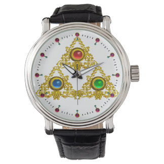 MAGIC ELFIC TALISMAN /GOLD TRIANGLE WITH GEMSTONES WATCH