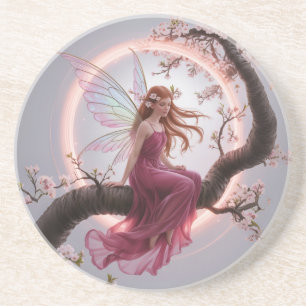 Magic Fairy Among Cherry Flowers - Illustration d Coaster