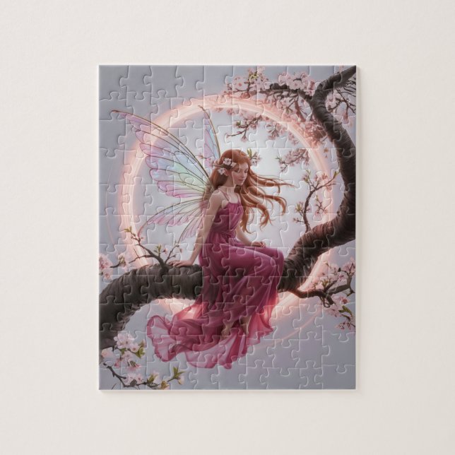 Magic Fairy Among Cherry Flowers - Illustration d Jigsaw Puzzle (Vertical)